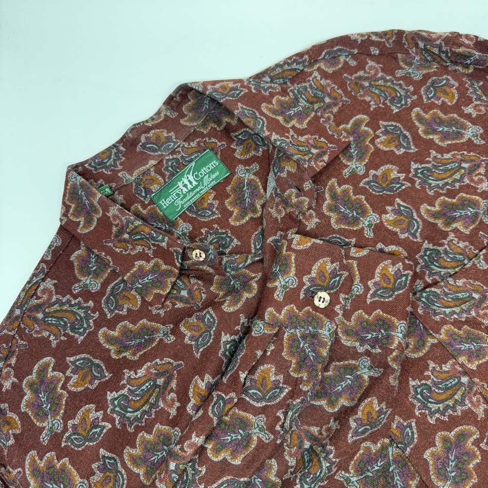 Vtg 80s Henry Cottons Button Up Mens‎ 40/XL Brushed Cotton Long Sleeve Paisley